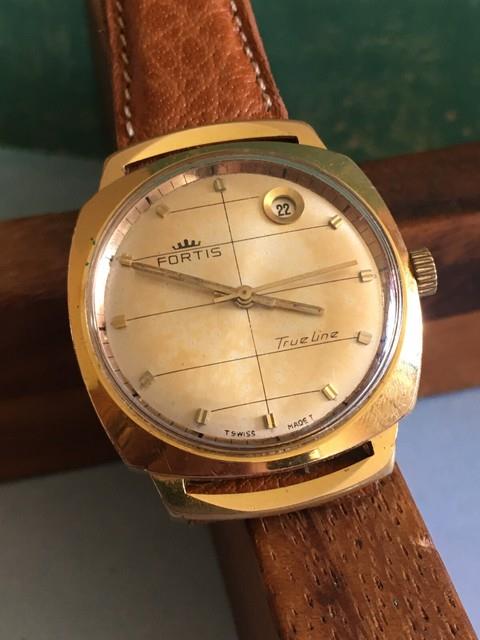 Ancienne Montre Bracelet Homme Automatic Fortis True Line Plaqu&eacute; Or