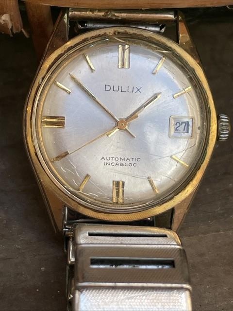 Ancienne Montre Suisse Dulux Automatique Incabloc Waterproof Anti Magn&eacute;tique