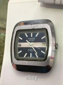 Ancienne Montre Tissot Sideral Automatique Automatic Watch Rare Blue Dial