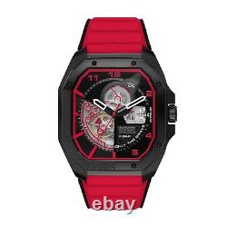 Automatique Montre Homme DIESEL FLAYED DZ7469 Silicone Rouge Noir 47mm