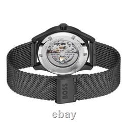 Automatique Montre Homme HUGO BOSS PRINCIPLE 1514255 Acier Mesh Noir