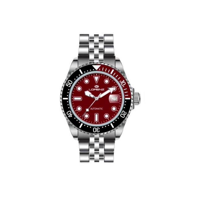 Automatique Montre Homme Lorenz 26148cc Acier Inoxydable Rouge Sub 100mt