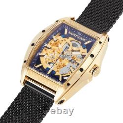 Automatique Montre Homme MONTIGNAC MOW800 Acier Inoxydable Noir D'or Automatique Montre Homme MONTIGNAC MOW800 Acier Inoxydable Noir D'or