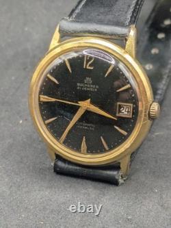 BUCHERER Automatic 21 Jewels Black Dial 34mm Vintage Swiss Watch 1960s