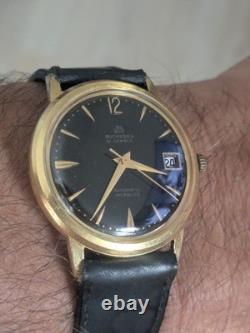 BUCHERER Automatic 21 Jewels Black Dial 34mm Vintage Swiss Watch 1960s