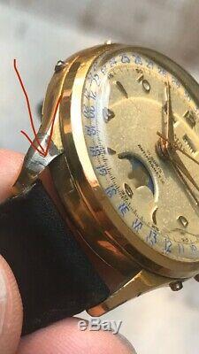 Belle montre suisse ancienne automatique Homme Damas Phase Lunaire