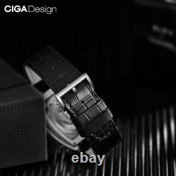 CIGA Montre Titanium mécanique squelette automatique Bracelet en silicone homme