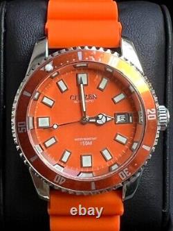 Citizen Automatique Homme Montre Bracelet Cadran Rotatif Orange Caliber8200