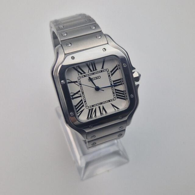 Custom Mod Santo Style Seiko Automatic Watch Silver Stainless Steel 38 Mm