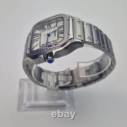 Custom Mod Santo Style Seiko Automatic Watch Silver Stainless Steel 38 mm