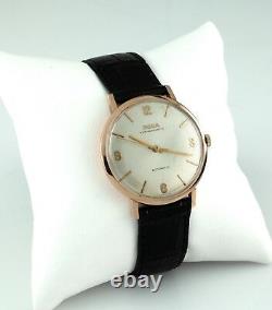 Doxa 14k Or Rose Anti-magnétique Montre Automatique avec Cuir Noir Bande