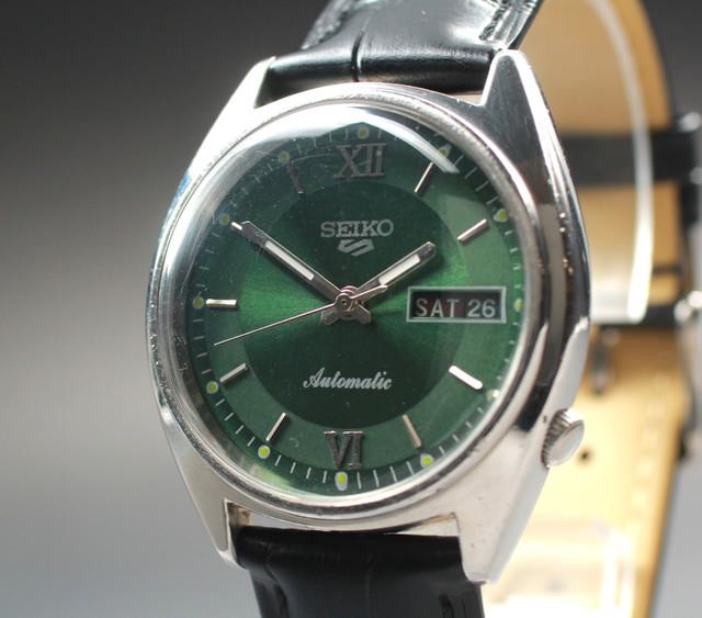Exc+5 Montre Homme Vintage Seiko 5 6309-8800 Cadran Vert Automatique Jour Date