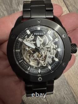Fossil ME3080 montre automatique squelette noire acier inoxydable 5 ATM boîte