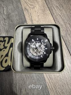 Fossil ME3080 montre automatique squelette noire acier inoxydable 5 ATM boîte