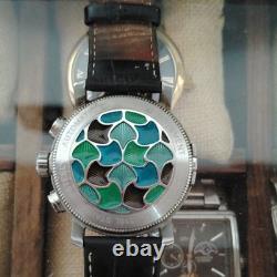 HERITOR Automatic Homme Squelette Automatique Fond transparent Cuir noir