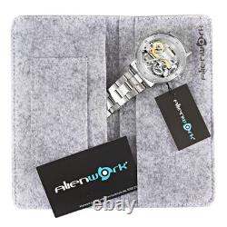 IK Montre Automatique Homme Femme Argent Bracelet en Métal Acier Squelette Fo