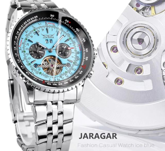 Jaragar Silver Blue Edition Montre Homme Automatique Men's Watch 50mm