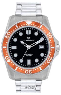 LORENZ Sport Automatique 26118DD Montre Hommes Acier Noir Automatique Virole Ara