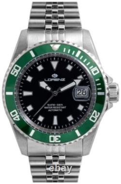 LORENZ Submarine 26121CC Montre Hommes Automatique Noir Acier Virole Vert Jubi LORENZ Submarine 26121CC Montre Hommes Automatique Noir Acier Virole Vert Jubi