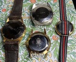 Lot 4 Montres Ancienne Vintage Watch Lip Electronic Mecanique Automatique