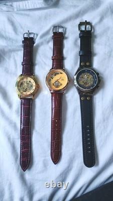 Lot de 3 montres automatiques style squelette Très bon état