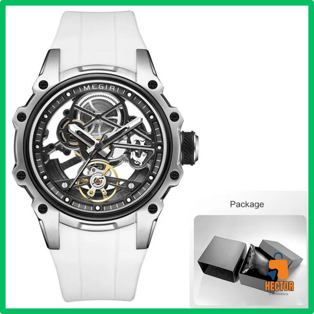 Megir Montre Automatique Squelette Acier Inox Lumineux Silicone Sport