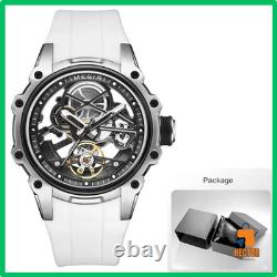 MEGIR Montre Automatique Squelette Acier Inox Lumineux Silicone Sport