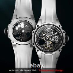 MEGIR Montre Automatique Squelette Acier Inox Lumineux Silicone Sport
