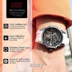 MEGIR Montre Automatique Squelette Acier Inox Lumineux Silicone Sport