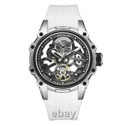 MEGIR Montre Automatique Squelette Acier Inox Lumineux Silicone Sport