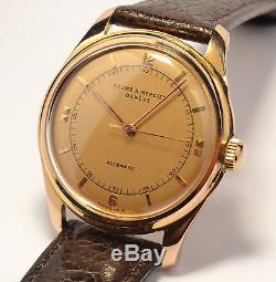 Montre Ancienne Baume & Mercier Geneve Automatique En Or Rose 18k Vintage Watch