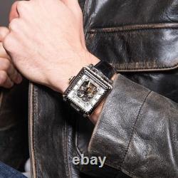 Montignac MOW904 Bracelet en cuir noir Analogique Argent Automatique 5542mm