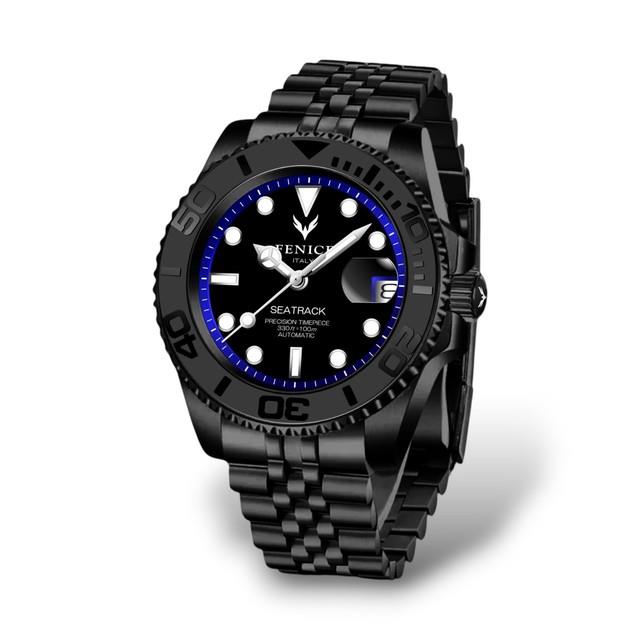 Montre Automatique 10atm Acier Phénix Night Phantom Total Noir Bleu