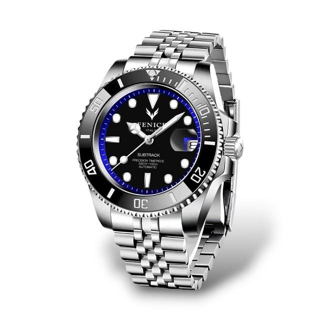 Montre Automatique 10atm En Acier Fenice Nocturne Lunette En Céramique