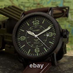 Montre Automatique B-Montre Pilot Militaire Mécanique 43mm Moderne Ip-Noir