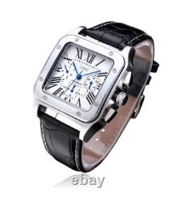 Montre Automatique Homme Classique Rétro Jaragar, Bracelet Cuir Élégant