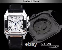 Montre Automatique Homme Classique Rétro Jaragar, Bracelet Cuir Élégant