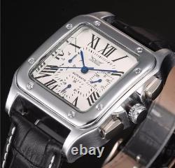 Montre Automatique Homme Classique Rétro Jaragar, Bracelet Cuir Élégant