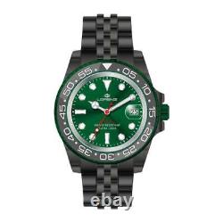 Montre Automatique Homme LORENZ 26130CC Acier Inoxydable Noir Vert Sub 100mt