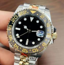 Montre Automatique Homme Lunette Noir et Dorée (Style GMT) Bracelet jubilé Montre Automatique Homme Lunette Noir et Dorée (Style GMT) Bracelet jubilé