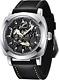 Montre Automatique Homme Mécanique Bracelet En Cuir Mouvement Doré Cadran S