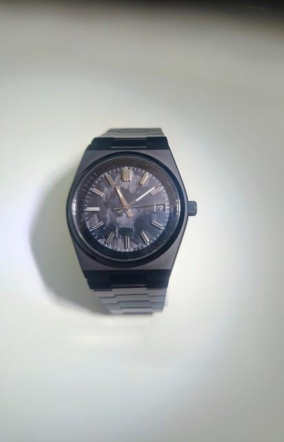 Montre Automatique Nh35 Style Tissot Prx Cadran Carbone Noir Verre Saphir