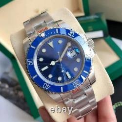 Montre Automatique Sport Homme avec Lunette Céramique Bleue avec fond Bleu