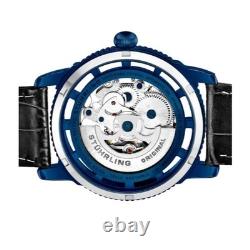 Montre Automatique Squelette Noir Cuir Stuhrling 3933 2 Winchester Pour Homme