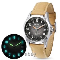 Montre BERNY Automatique Homme ST2130 Saphir 10ATM Lumineuse Luxe