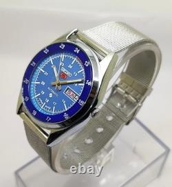 Montre-Bracelet Homme Seiko Automatique Vintage Reconditionnée Cadran Bleu