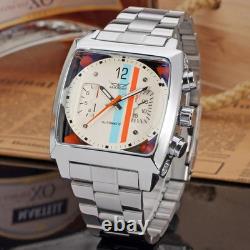 -Montre Carrée Multifonctionnelle Pour Homme, Automatique, Acier Inoxydable, Vin