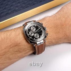 Montre Herbelin 35664AP24BR bracelet en cuir marron cadran noir analogique 42 mm