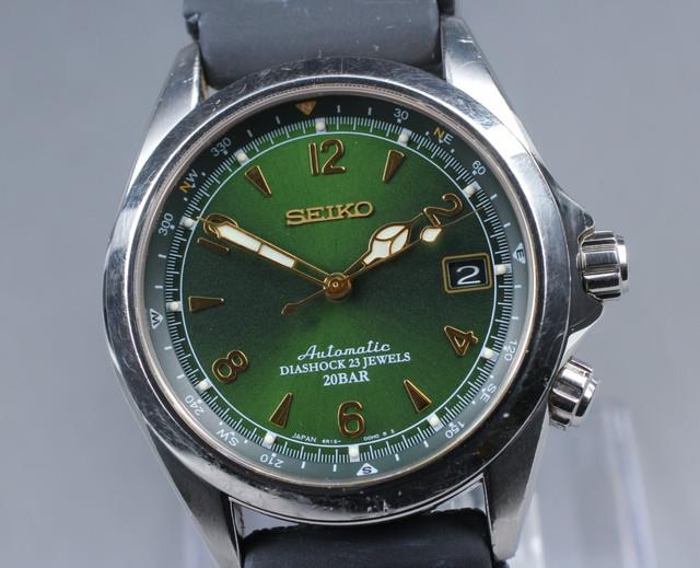 Montre Homme Automatique Exc+5 Seiko Alpinist 6r15-00e0 Sarb017 Verte Du Japon