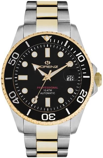 Montre Homme Automatique Noire Acier Bicolore Lorenz 030081hh